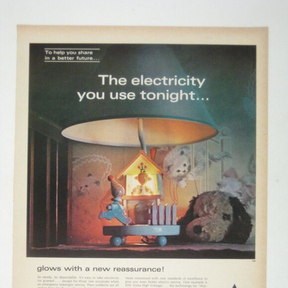 Electricity You Use Tonight Glows Reassurance Vintage 1960s Advert Child Light - Picture 2 of 2